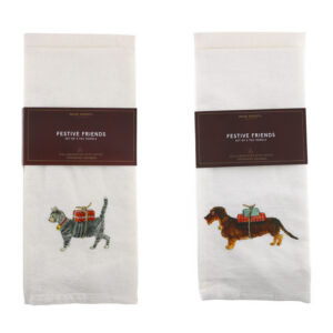 Theedoek Festive Friends Pet Ass 2 (kat of hond)- prijs per handdoek