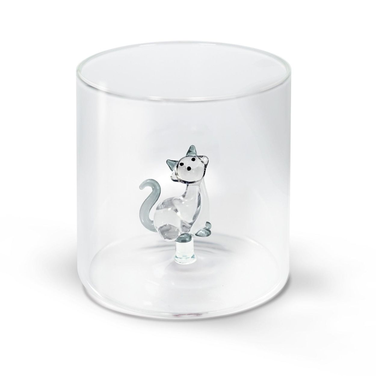 Borosilicaatglas met gekleurd glazen onderwerp erin, Witte Kat 250ml