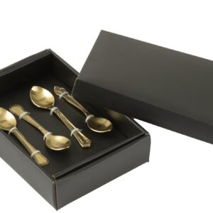Doos Van 4 Thee of koffie Lepel Messing Goudkleurig (58933)