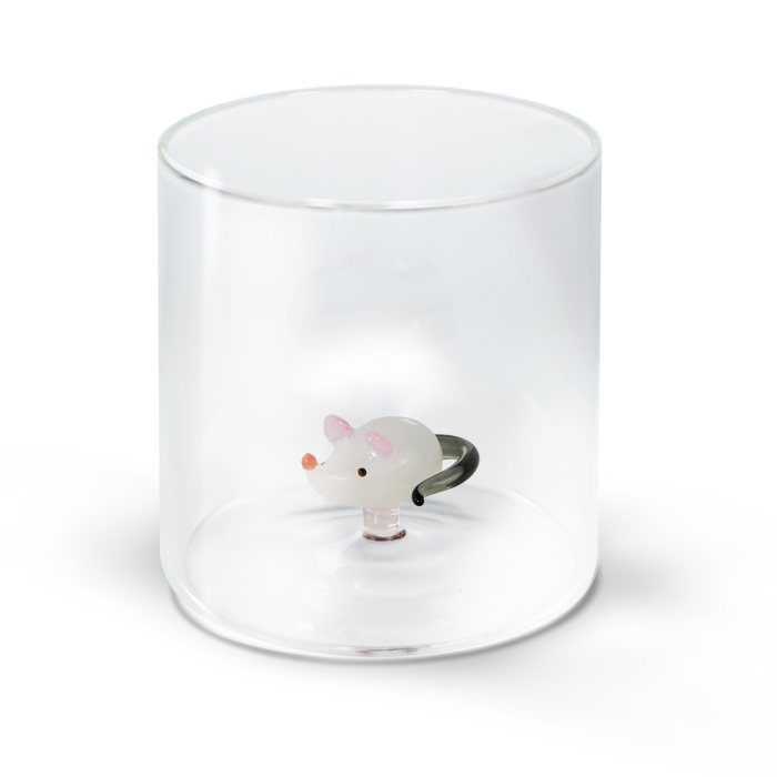 Borosilicaatglas met gekleurd glazen onderwerp erin, Muis 250ml