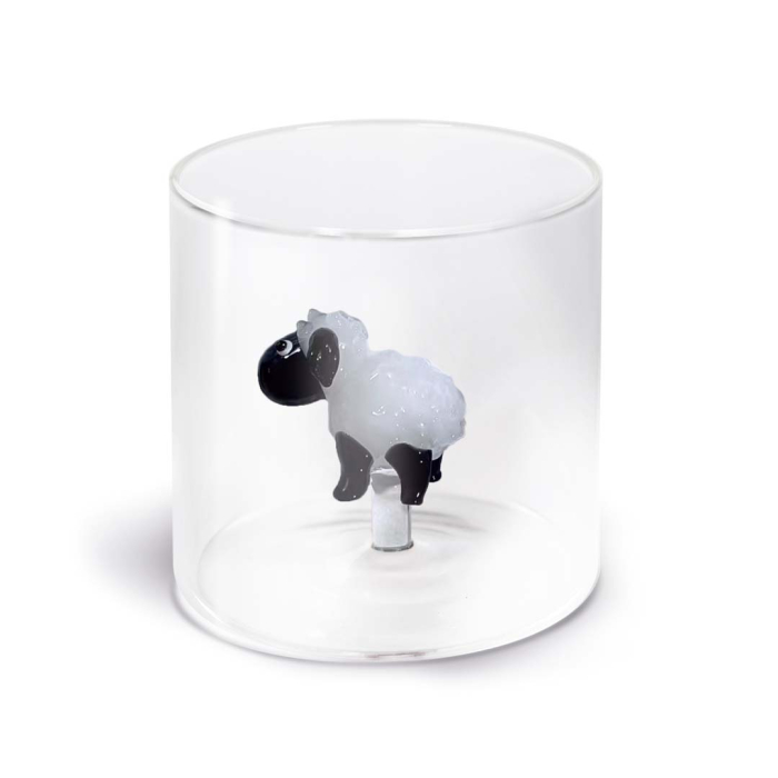 Borosilicaatglas met gekleurd glazen onderwerp erin, Schaap 250ml
