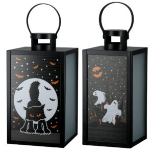 Set van 2 lantaarns „Halloween“ - Katmotief en spookmotief