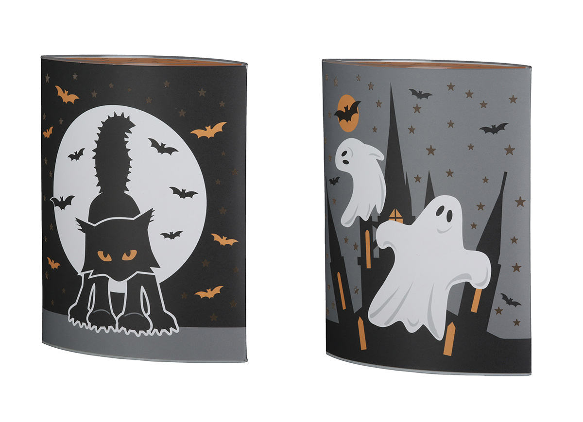 Decoratieve verlichting (led) Ellips „Halloween“ - Katmotief, spookmotief, stermotief